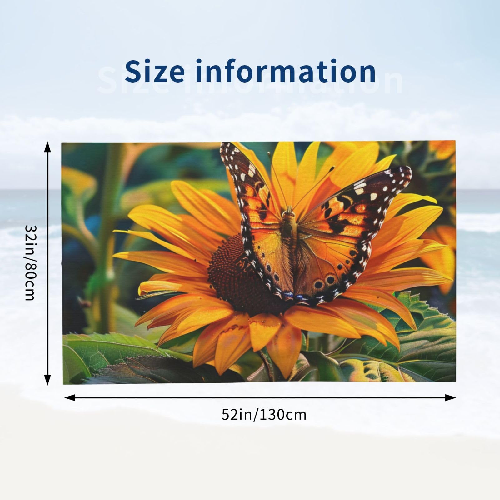 DCEHGEW Sunflower Butterfly Printed Microfiber Bath Towels 52x32 Inch, Highly Absorbant Beach Towel Bath Sheets for Bathroom Travel Hotel Spa