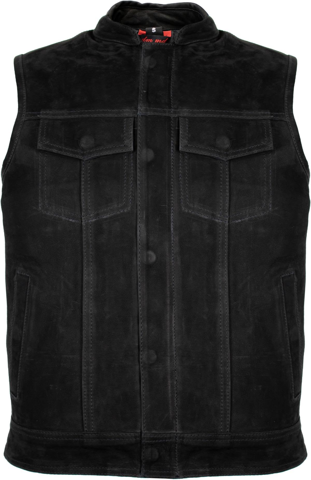 Gilet de moto en cuir de buffle, noir mat noir Noir 3xl
