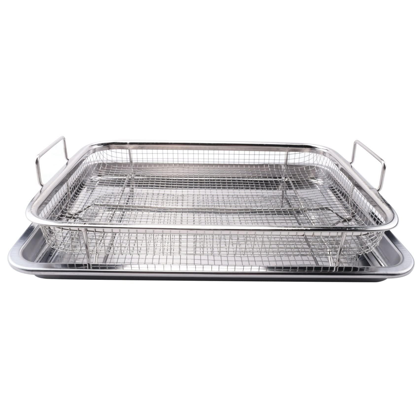 Pderlous Stainless Steel Crisper Tray and Pan Deluxe Air Fry in Your Oven 2-Piece Set, Baking Pan Perfect for the Grill