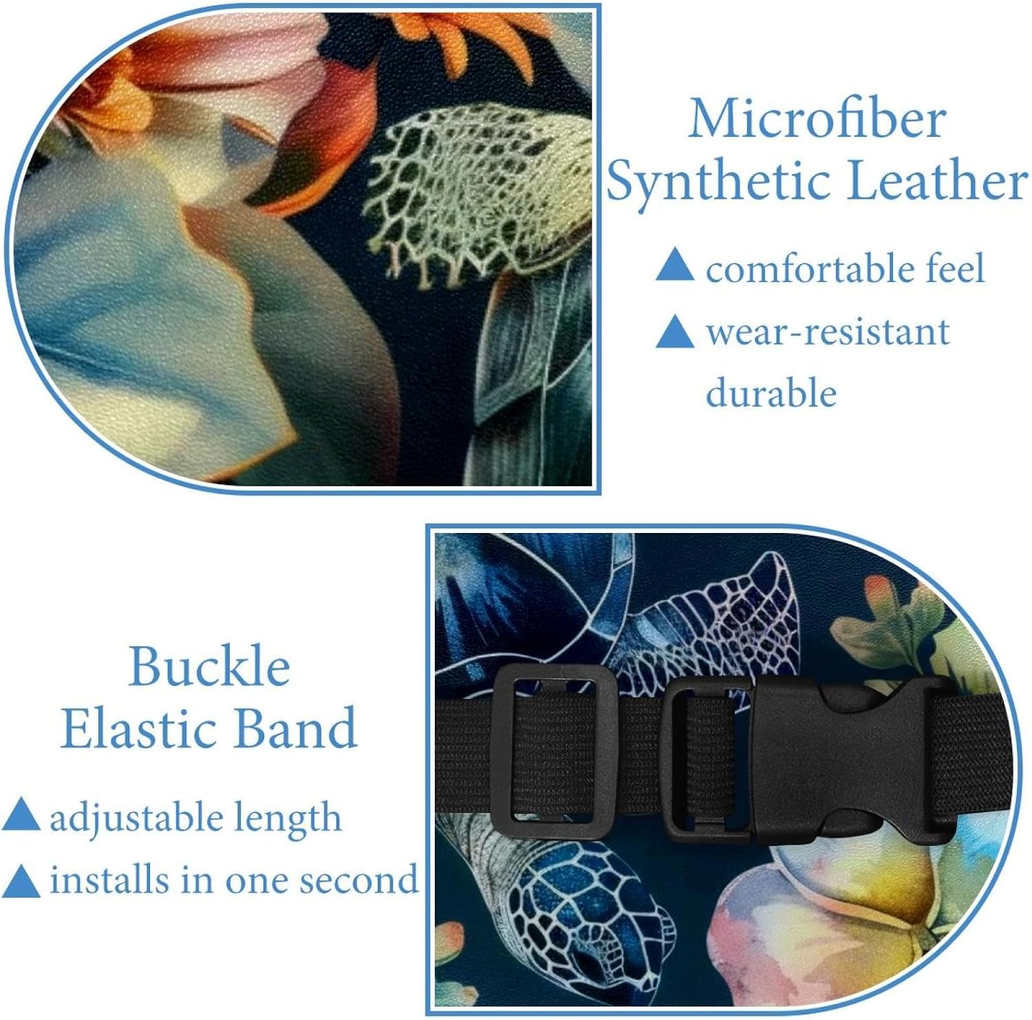 2 Pieces Tissues Purse Pocket Car Tissue Box Holder, Reusable Travel Car Visor Tissue Pouch Zipper Tissue Case for Vehicle Paper Storage (Blue Tortoise Flowers) image 4