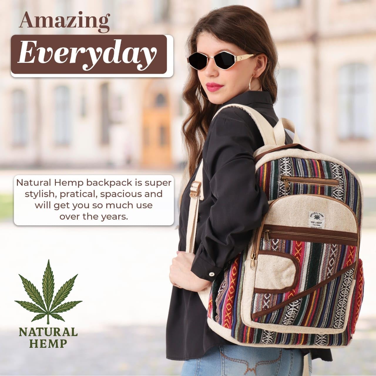 Hemp Backpack – Eco Friendly Reusable Natural Fiber Backpack, Durable Cloth Travel Bag for School, College, Work, Hiking & Everyday Use - Image 7