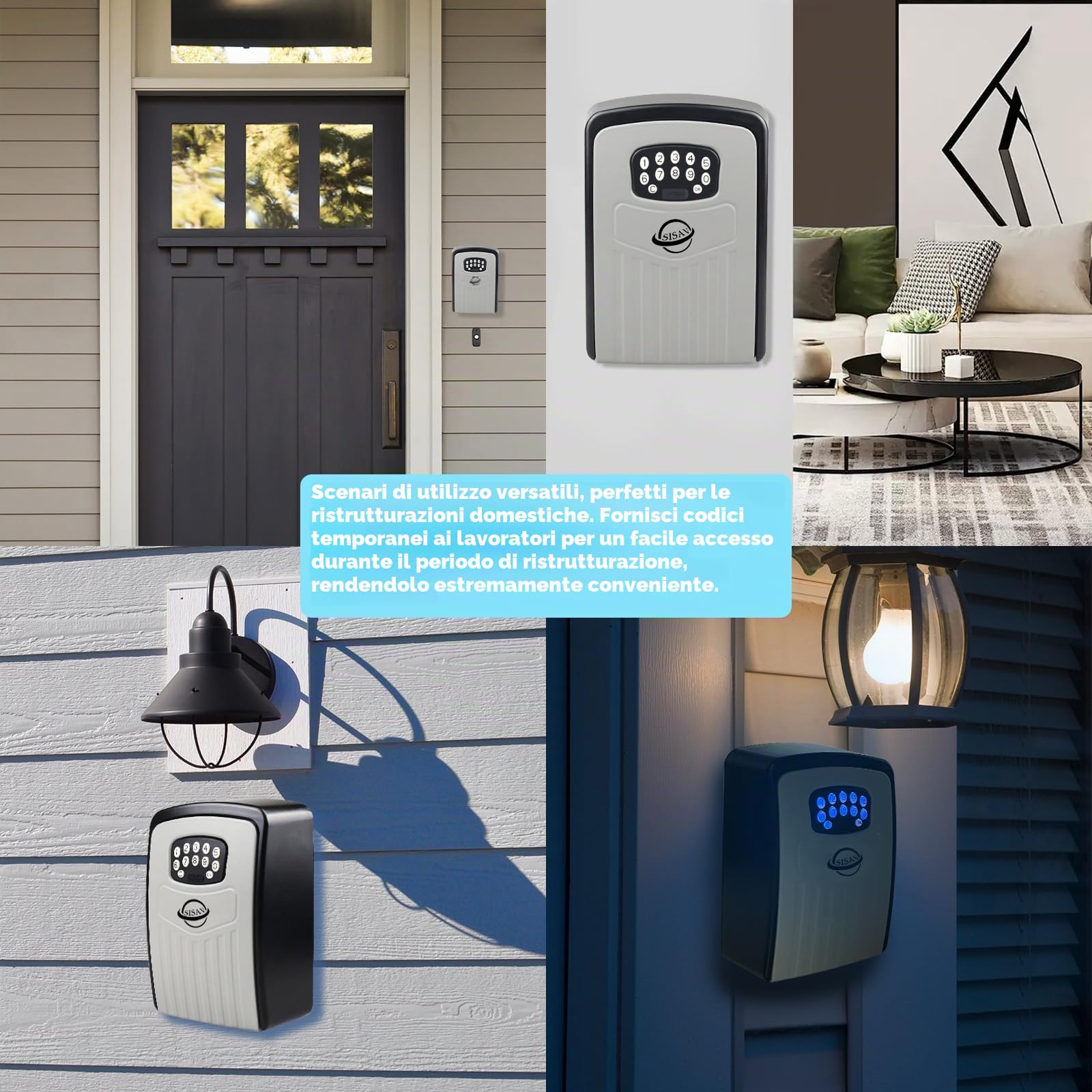 Cassetta di sicurezza con serratura a chiave accesso remoto istantaneo tramite Bluetooth/codice/app ripristinabile Imposta la tua combinazione di archiviazione a 6 cifre, grande capacità, nero