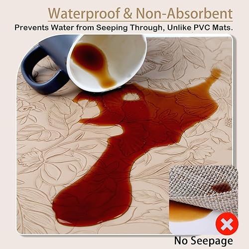 Miniatura 7 de SolaraDawn Juego de 4 manteles individuales de cuero sintético, lavables, lavables y resistentes al calor, manteles individuales de comedor