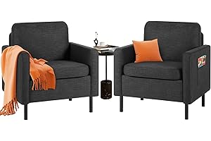 STHOUYN Fabric Comfy Small Accent Chair Set of 2 Living Room Bedroom Chairs