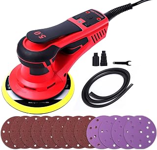 PioneerWorks Sheet Sander with 12 Sanding Paper, 350W Brushless Motor Finishing Sander, Powerful & Low Vibration, 10000 RPM, For Wood working, Polishing,Carpentry