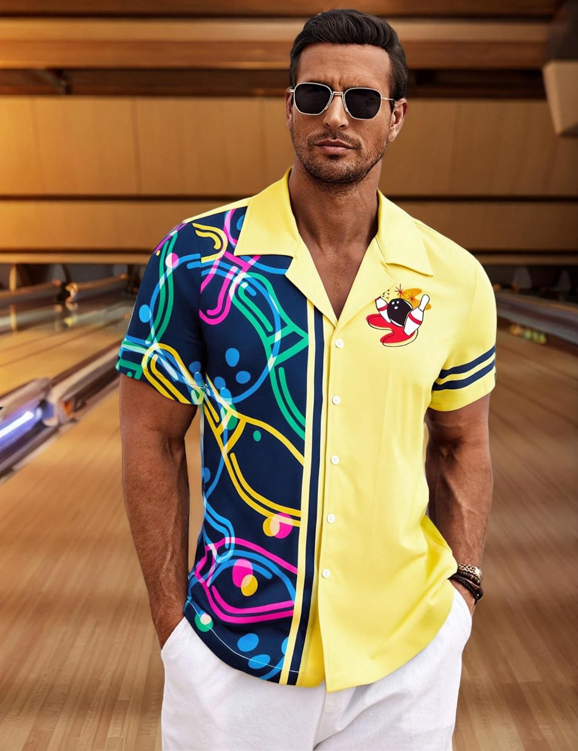 Hawaiian Bowling Shirts Men Retro Funny Sport Bowler Shirt Beach Summer Tee Tropical Vacation Button Down Short Sleeve Tops - Image 5