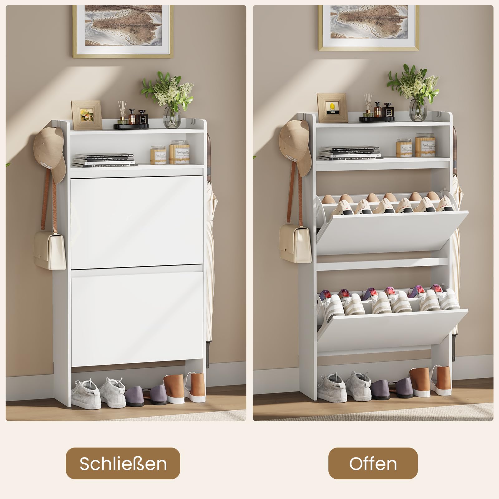 Schuhschrank, Schuhkipper, Schuhaufbewahrung, Trennwand Verstellbar