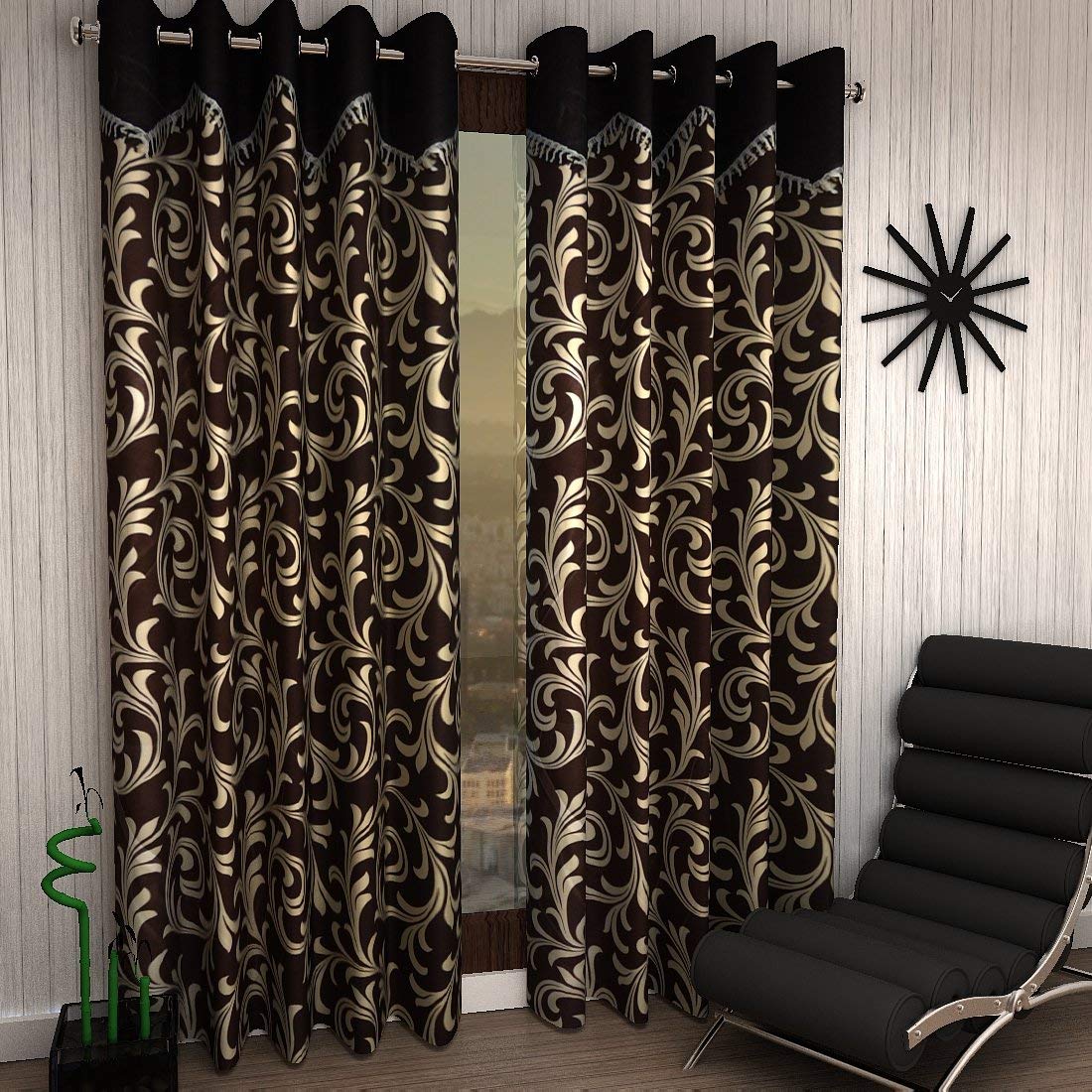 RSSB The Classy Fancy Jhallar Polyester 2 Piece Door Curtains Set | 7FT | M=1