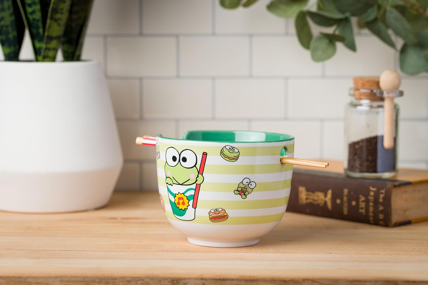 Silver Buffalo Sanrio Hello Kitty and Friends Keroppi Foodie Icons Ceramic Ramen Noodle Rice Bowl with Chopsticks, Microwave Safe, 20 Ounces - Image 9