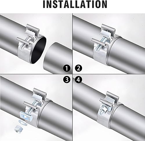 Miniatura 6 de 1 paquete de abrazaderas de acero inoxidable para tubo de escape de alta resistencia (2.75 pulgadas)