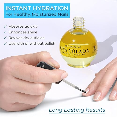 Miniatura 3 de ELLIE CHASE Aceite hidratante para el cuidado de cutículas y uñas, 2.3 onzas líquidas, perfumado de piña colada, infundido con aceite de jojoba,