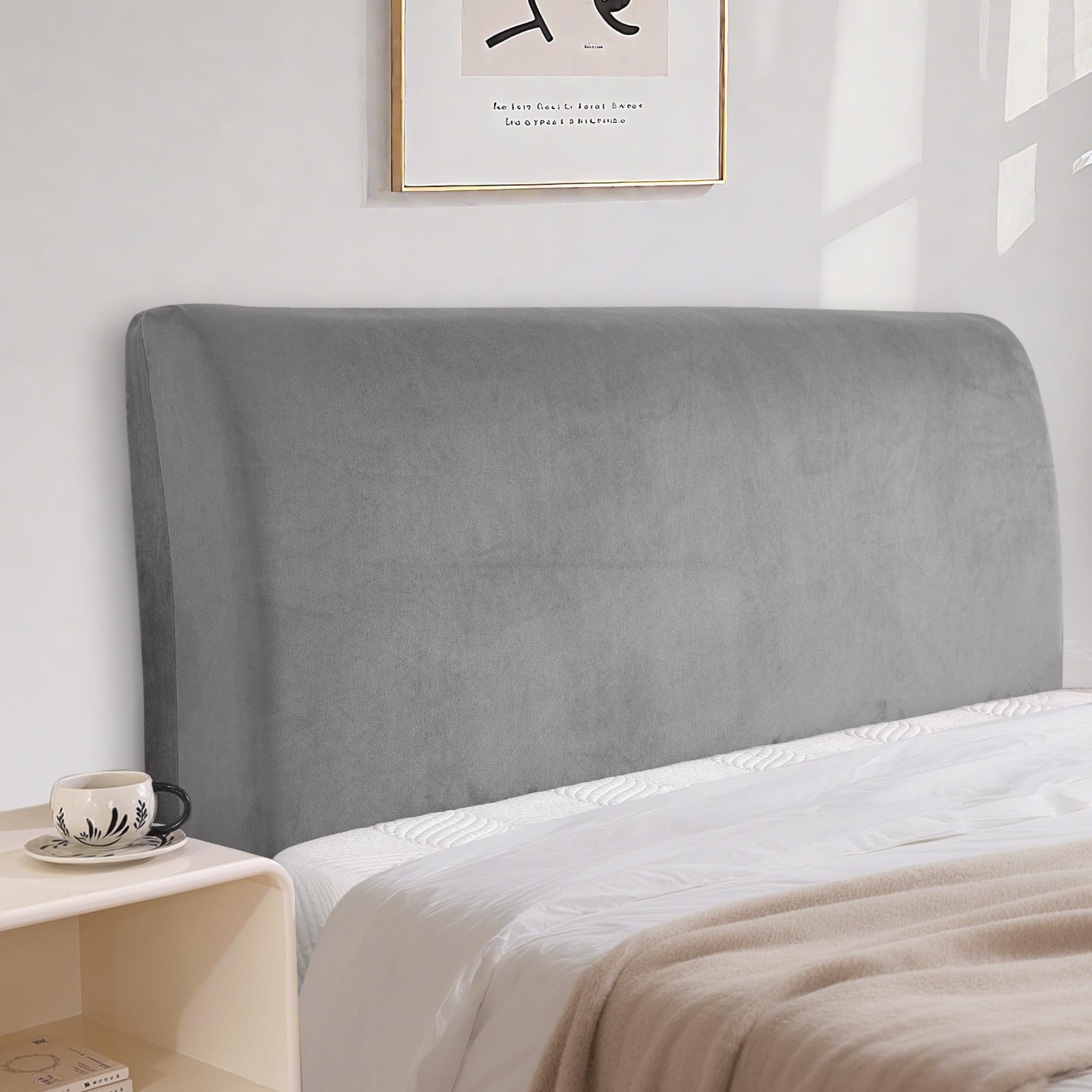 CYCMACO Fluwelen Bed Headboard Cover, Stretch All-Inclusive Bescherming Cover, Elastisch, Effen, Stofdichte Hoofdbordbekleding Voor Bed, Wasbaar (180cm, Donkerbruin CYCMACO Fluwelen Bed Headboard Cover, Stretch All-Inclusive Bescherming Cover, Elastisch, Effen, Stofdichte Hoofdbordbekleding Voor Bed, Wasbaar (180cm, Donkerbruin