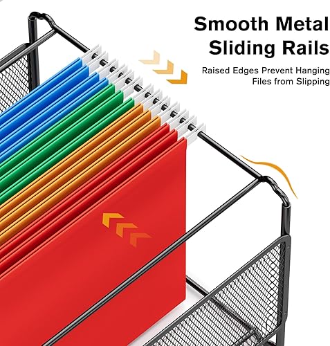 Vista 4 de MaxGear Mesh Hanging File Organizer Box, Letter Size File Storage Box with Smooth Rails, Desktop Metal Filing Holder for Hanging Folders, Office