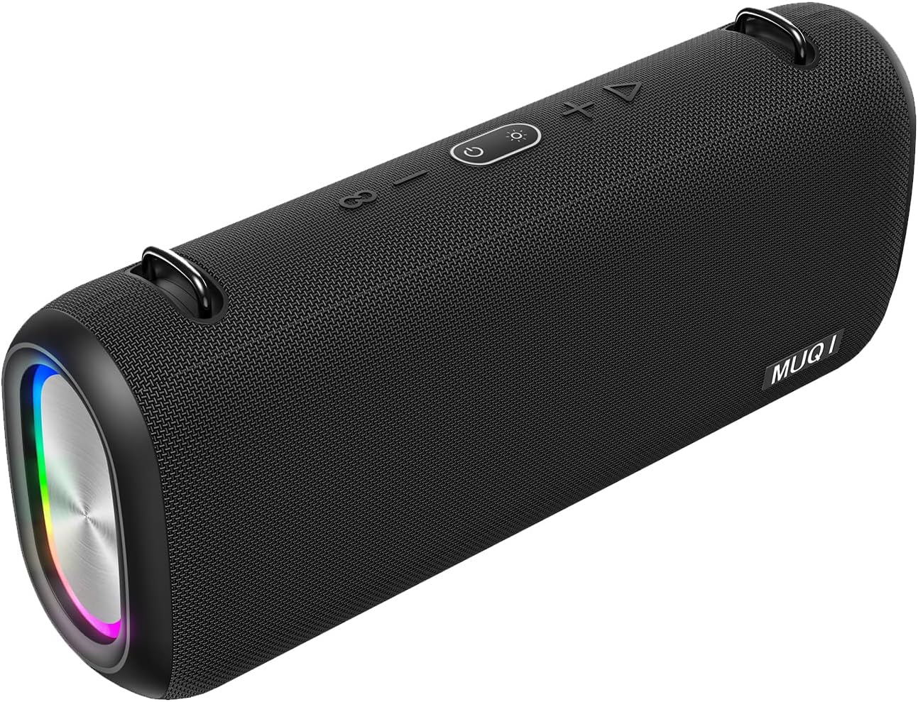 MUQI Altavoz Bluetooth portátil con Sonido Envolvente de 70W, Altavoz inalámbrico para Exterior,con Luces de Fiesta Coloridas,TWS&EQ,20 Horas reproducción,Bluetooth 5.0,IPX5 Impermeable,Negro