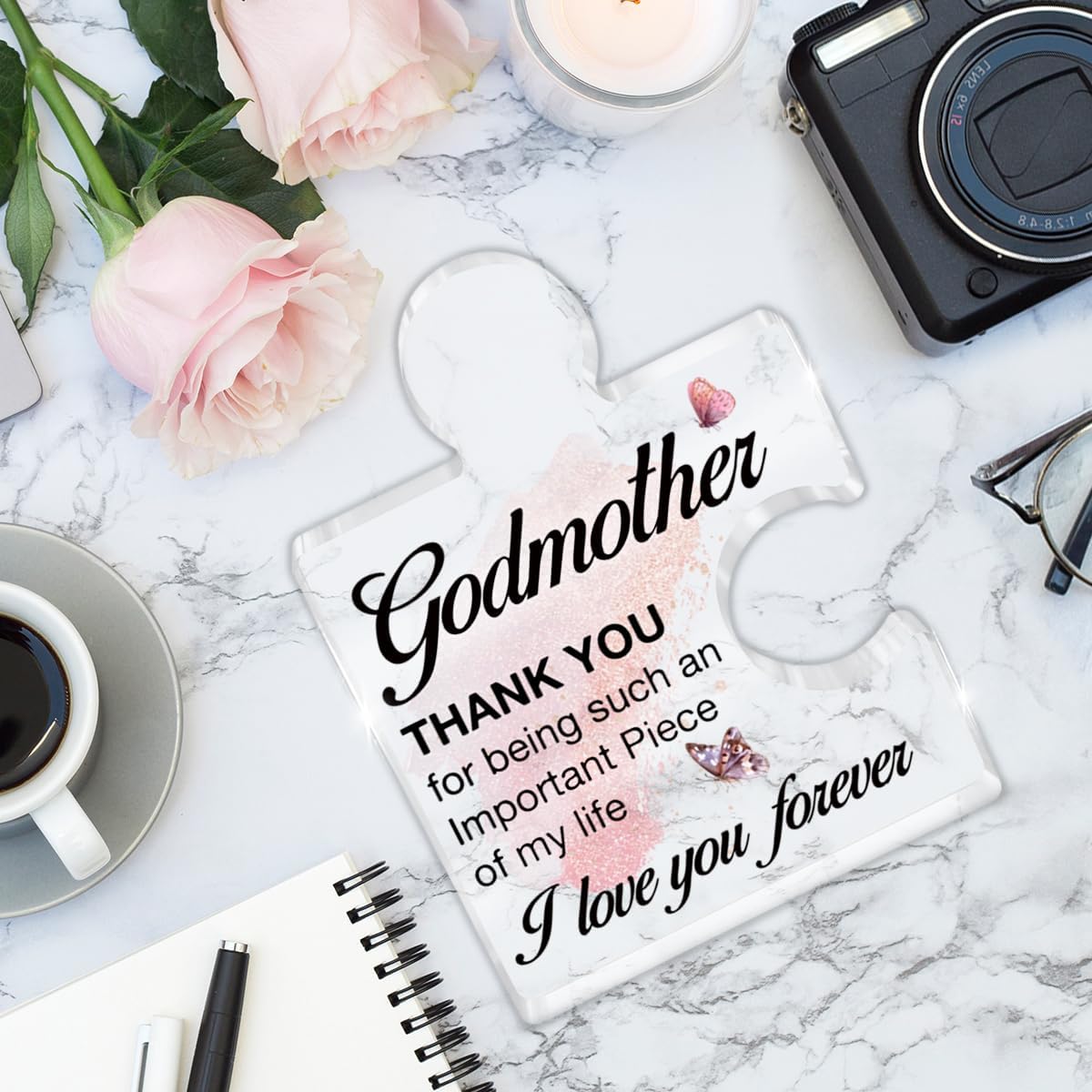 Godmother Gift from Godchild, Godmother Mothers Day Gifts for Women from Goddaughter Godson, Birthday Christmas Gifts for God Mother Acrylic Puzzle Piece Desk Decorative Sign for Home Decor - Image 5