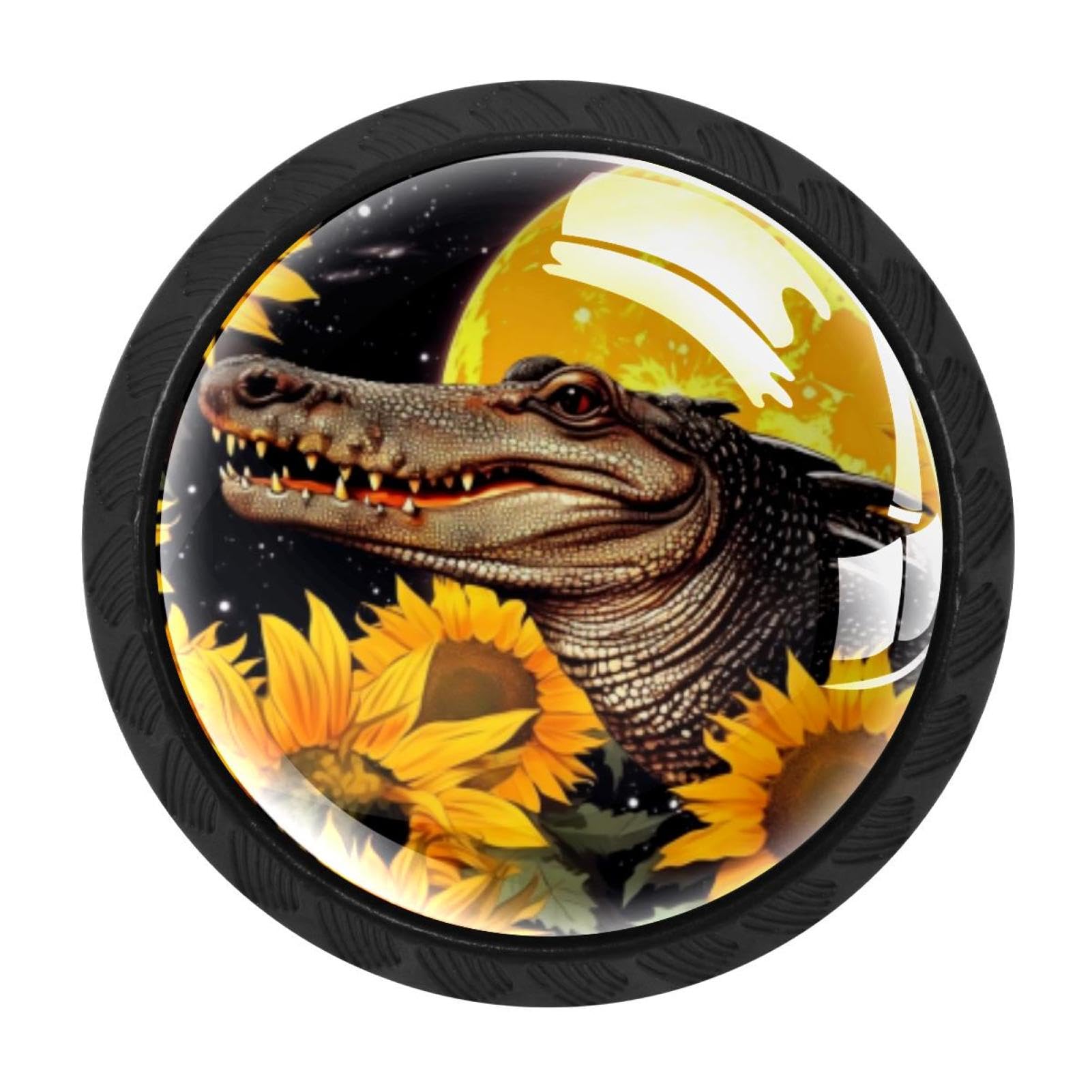 CHENZZZZ Crocodile Starry Sunflower Cabinet Knobs 4 Pieces Drawer Kitchen Cabinets Dresser Cupboard Wardrobe Unique Pulls Handles