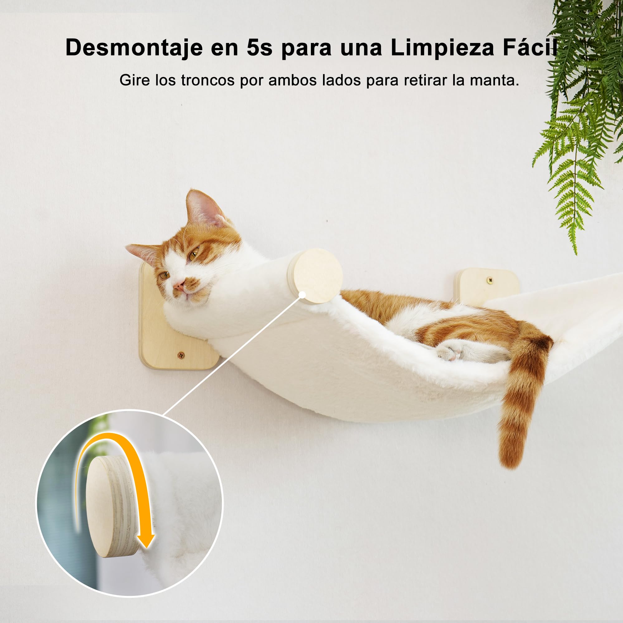 FUKUMARU Set de Pared de Escalada para Gatos, 3 Piezas - Estanterías de Pared, Hechas de Tablero Multicapa de Abedul, Cama Pared Gato, Escaleras para Gatos hasta 14 kg, Beige