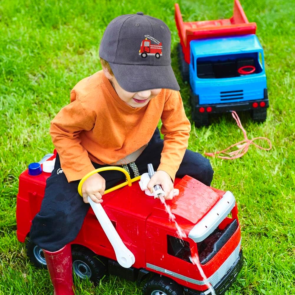 JOONOR Cute Firetruck Embroidered Baseball Hats Adjustable Buckle Cotton Cap Summer fire car Cap for Boys Girls