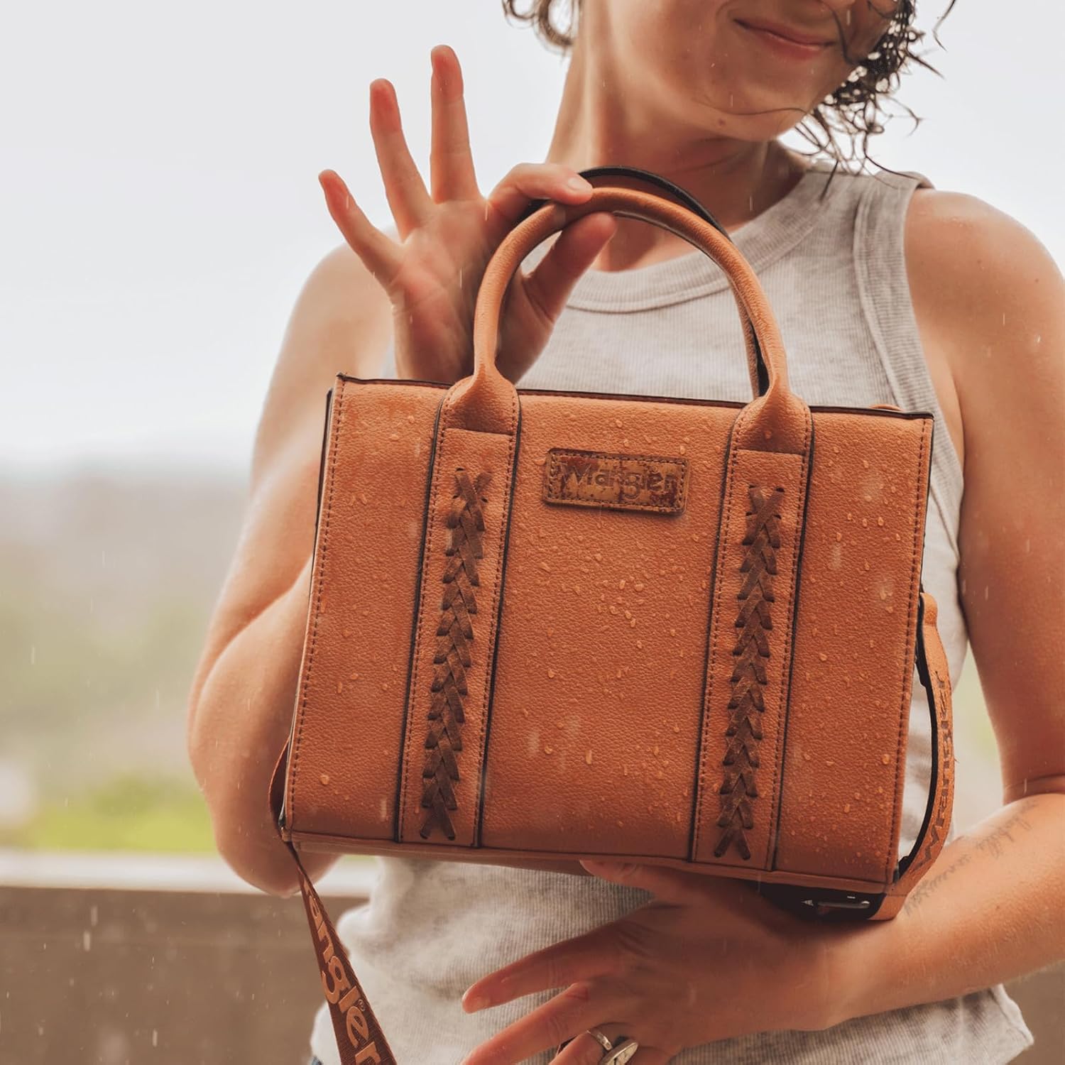 Wrangler Medium Tote Bag for Women Designer Satchel Handbags Top-handle Purses with Strap - Image 2