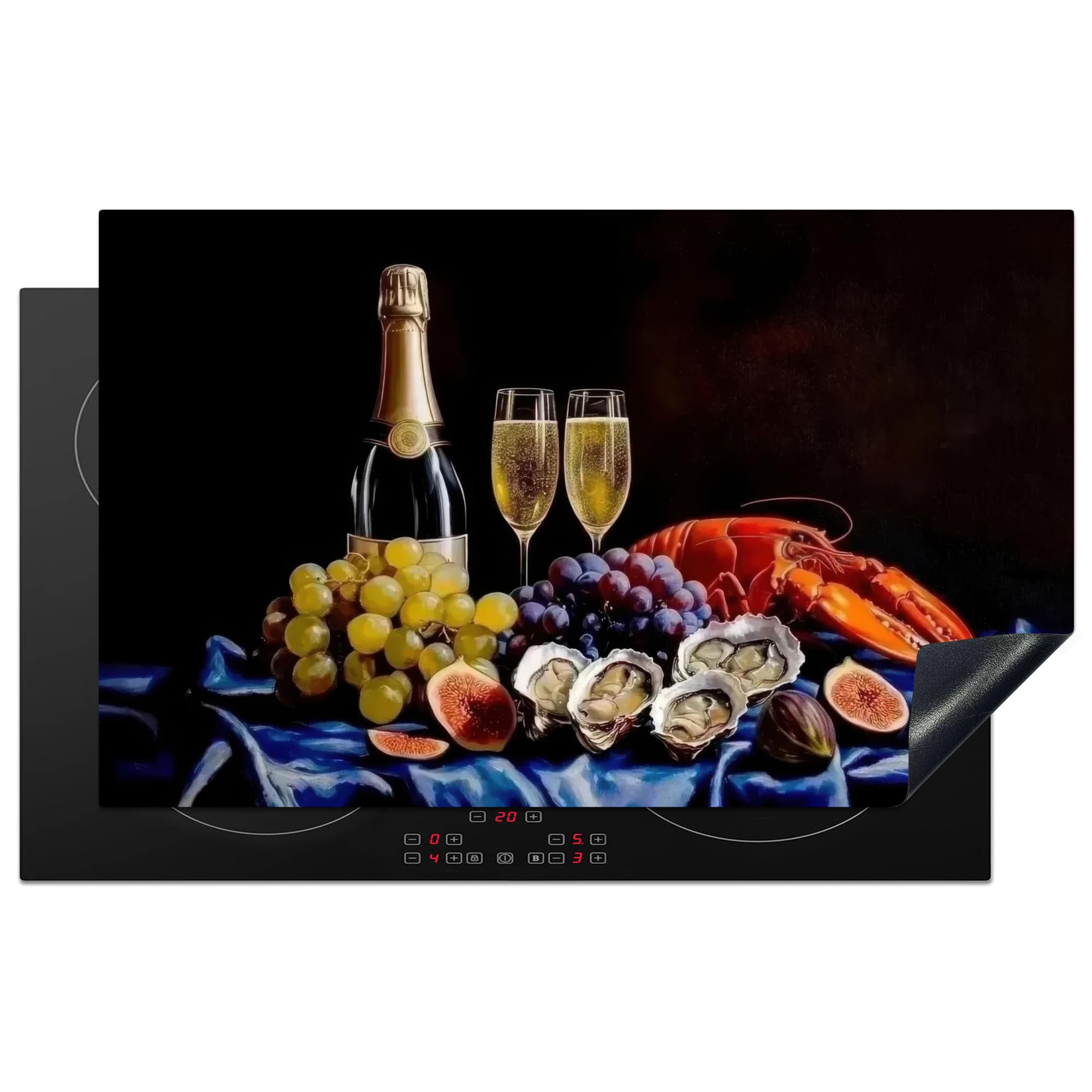 KitchenYeah© Induction Hob Protector Mat 20.5"x33.5" / 85x52 cm Stove Cap Top Cover Kitchen Cooker Covers for Electric Hobs Vinyl Champagne - Oysters — image 1