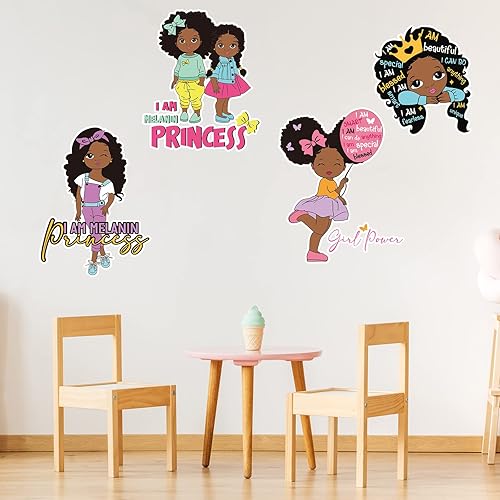 Miniatura 4 de 4 calcomanías de pared con cita inspiradora de niña negra, frase motivacional afroamericana, calcomanías positivas para dormitorio, niña, calcomanía