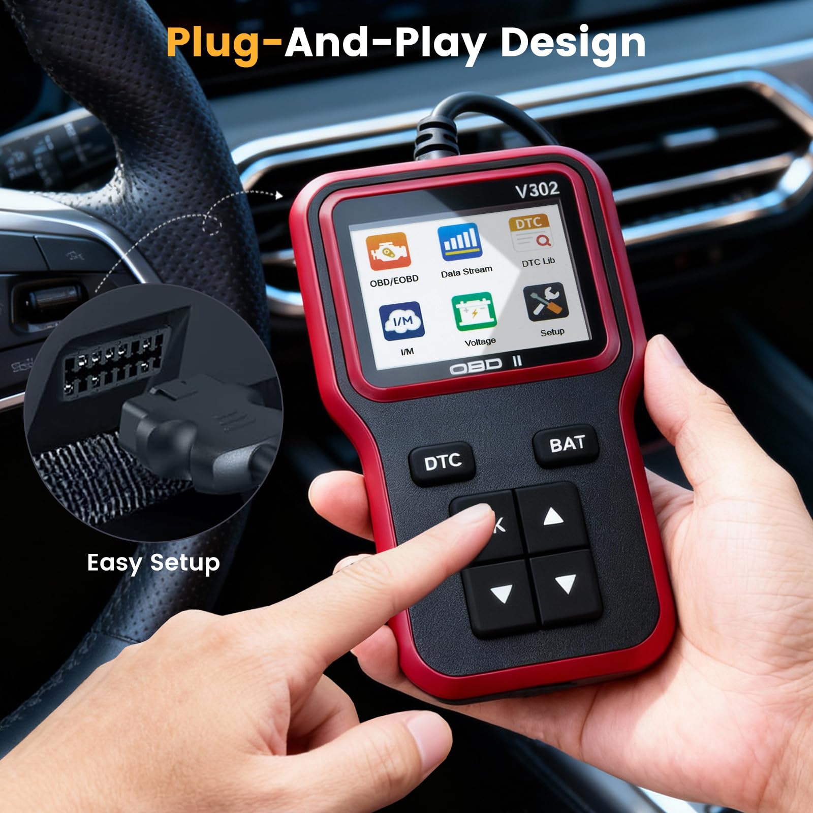 VPOW OBD2 Diagnosegerät Mit 2,8" Farbdisplay – Fehlercodes Lesen/löschen, 35.901 DTCs, Für Alle OBDII-Fahrzeuge