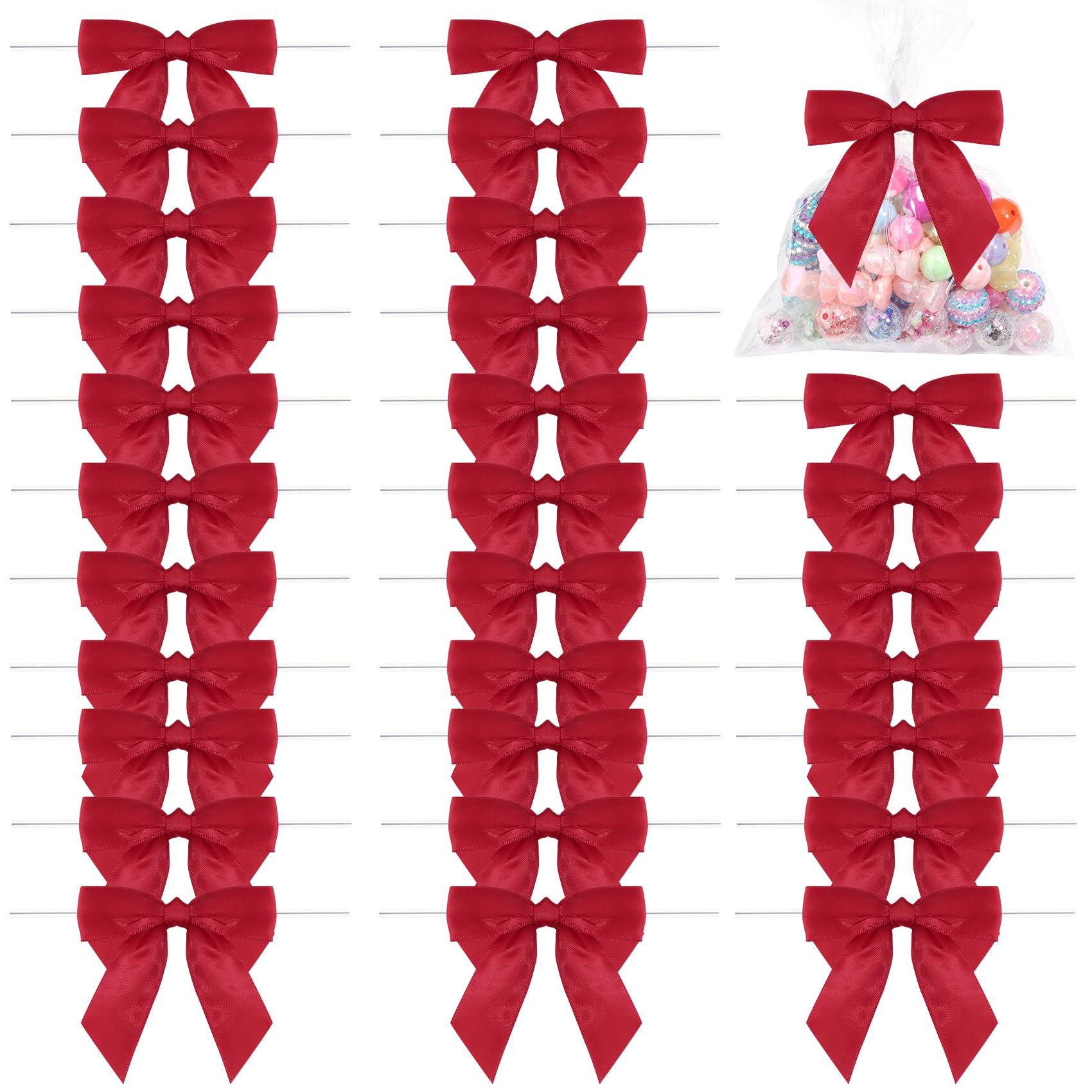 Lazos Pequeños Para Regalo - 50 Unidades Con Alambre - Satén Amarillo - Para Manualidades, Bodas, Decoración