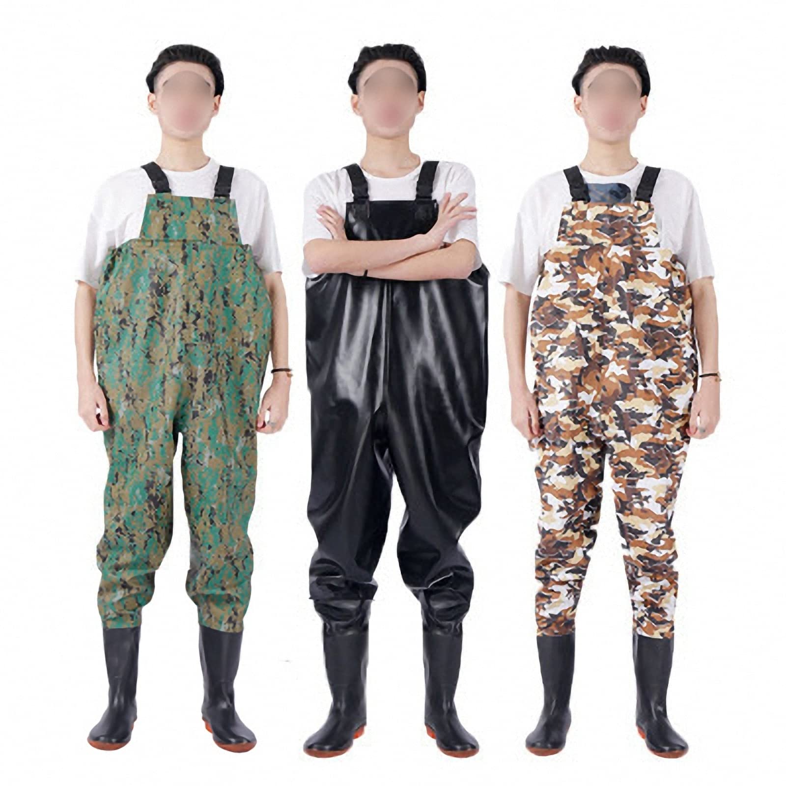Pantalones con Pechera para vadear el Pecho para Hombre con Botas de Lluvia, Overoles de Nailon Resistentes a la abrasión, Pantalones Impermeables para Estanque de Pesca