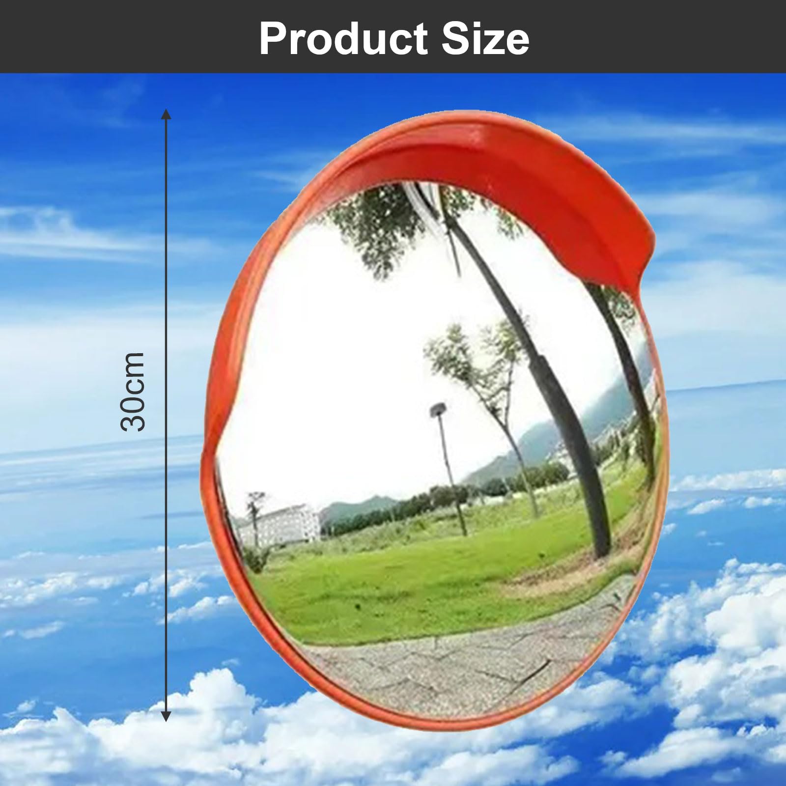 Comioke Ø30cm Specchio Stradale, Specchio di Sorveglianza, Convex Traffic Mirror, Specchi Sicurezza per il Traffico con Staffa e Viti, per Strade, Magazzini, Garage e Negozi (Rosso)