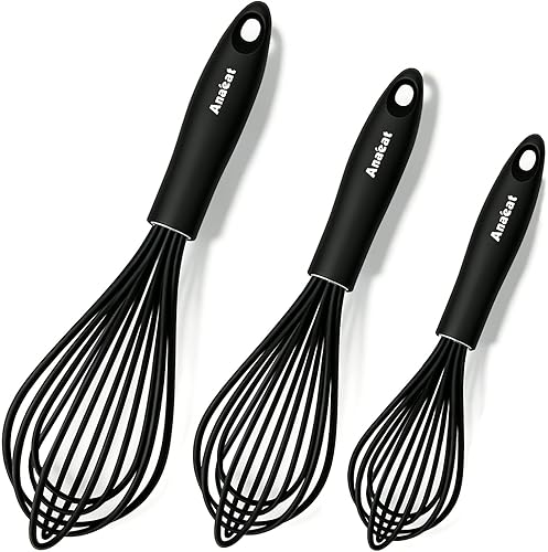 Vista 23 de Anaeat Mini batidores de alambre, juego de 2 batidores portátiles de acero inoxidable para cocina y batidor de huevos con alambre grueso, globo