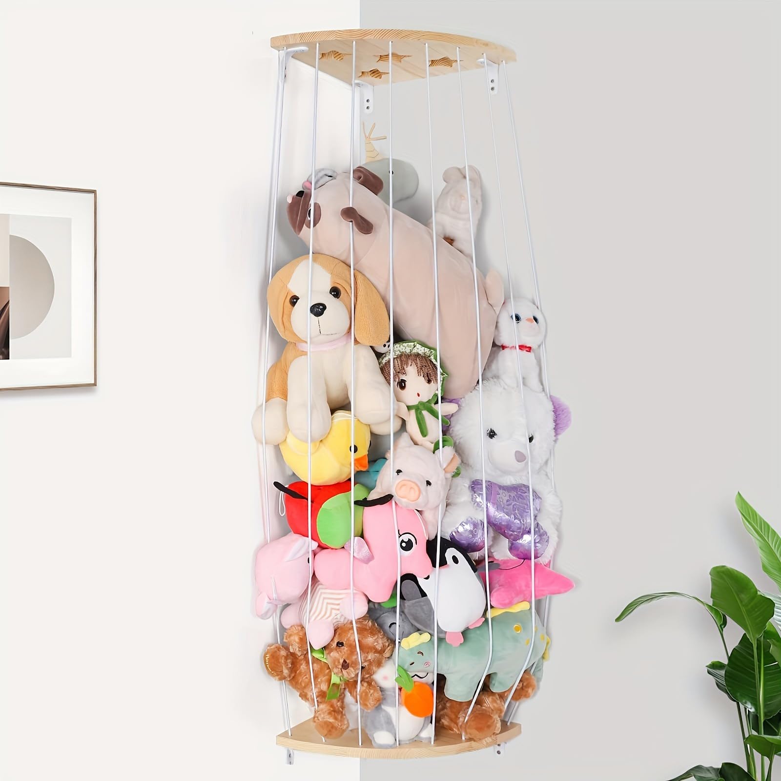 Ceinture Porte-peluches Murale Blanche - 66,5 Cm, Acier Inoxydable - Rangement Jouets Enfant - 8