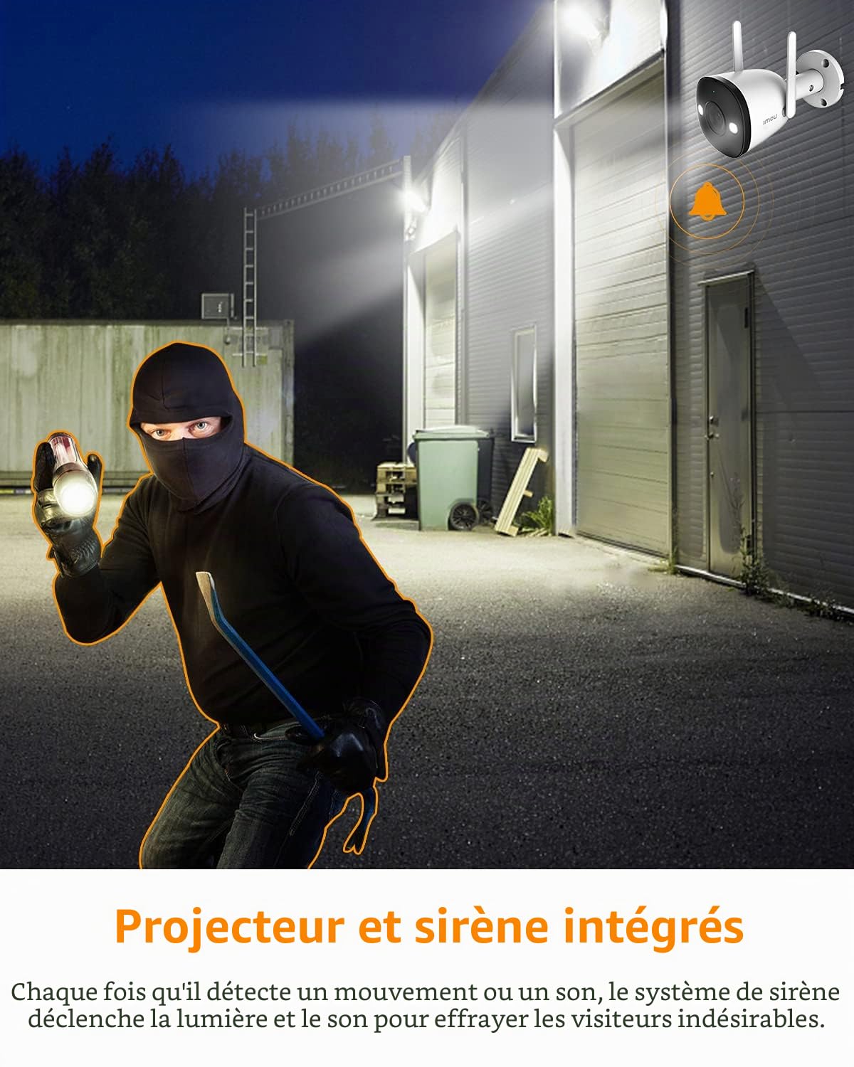 Imou Caméra de Surveillance WiFi Extérieure, 1080P Caméra IP WiFi Extérieure Étanche IP67 avec Vision Nocturne Couleur de 30m, Détection de Mouvement AI, Compatible avec Alexa Google Home (Bullet 2)
