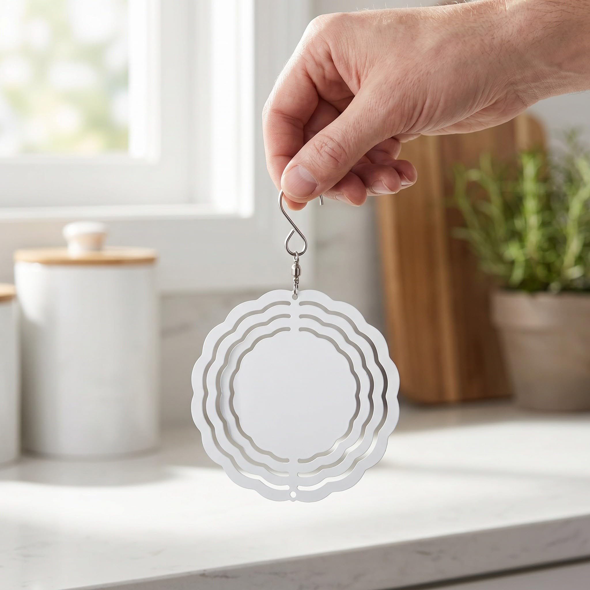 Healeved 10 sztuk pustych wiatraczków do sublimacji: 4-calowy, dwustronny, aluminiowy wiatraczek DIY do termotransferu - wiszące dzwonki wietrzne DIY, ozdoby do sublimacji