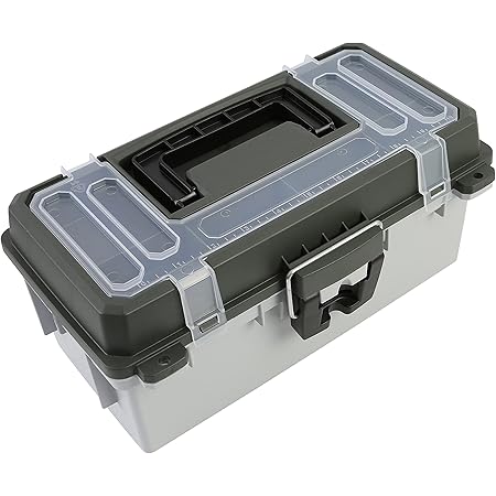 Sheffield 12670 13" Tackle Box, Green & Gray Fishing Tackle Box, Fishing Box Or Art Box To Store Craft Supplies, Plastic Tool Box With Handle
