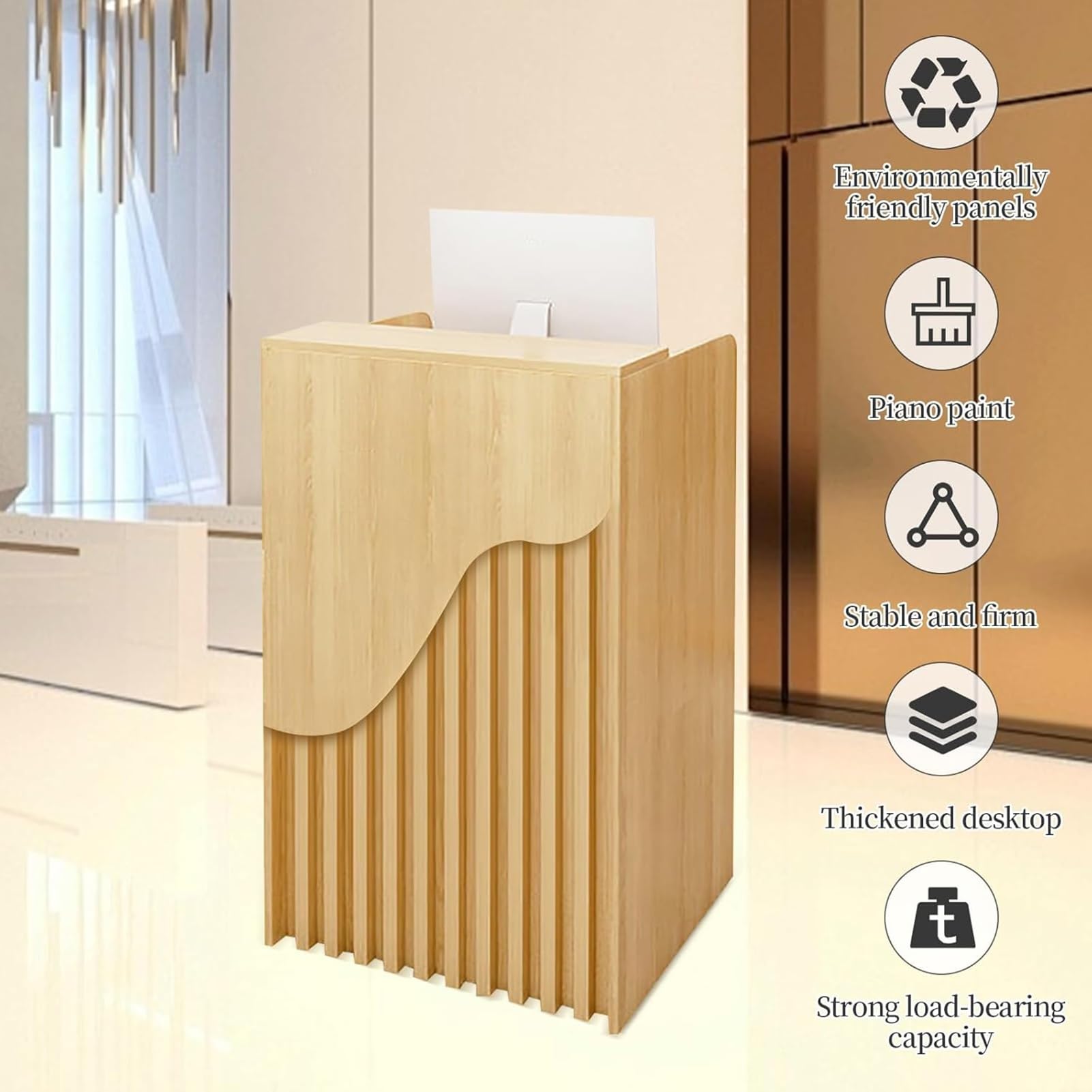 Mostrador De Recepción Pequeño, Moderno Mostrador De Oficina, Mesa De Recepción De 96 Cm, con Cajón con Cerradura, para Caja, Vestíbulo, Salón Y Área De Recepción