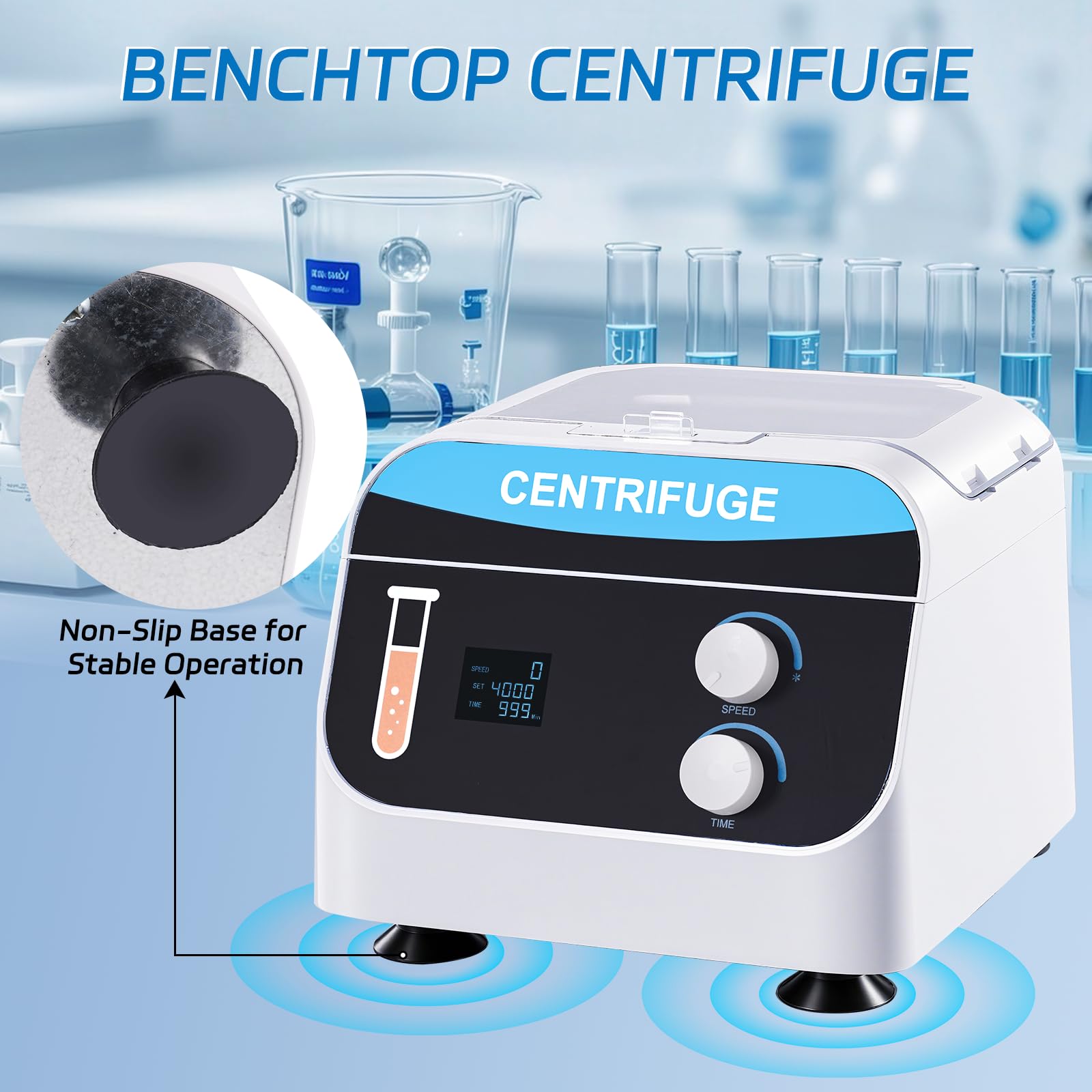 YUCHENGTECH Centrifugadora de Laboratorio 6X20ml Centrifugadora Plasma para tubos de 5/7/10 ml 4000rpm 0-99min 1920 xg Pantalla Digital Centrifugadoras para Educación, Biología, Medicina, Química