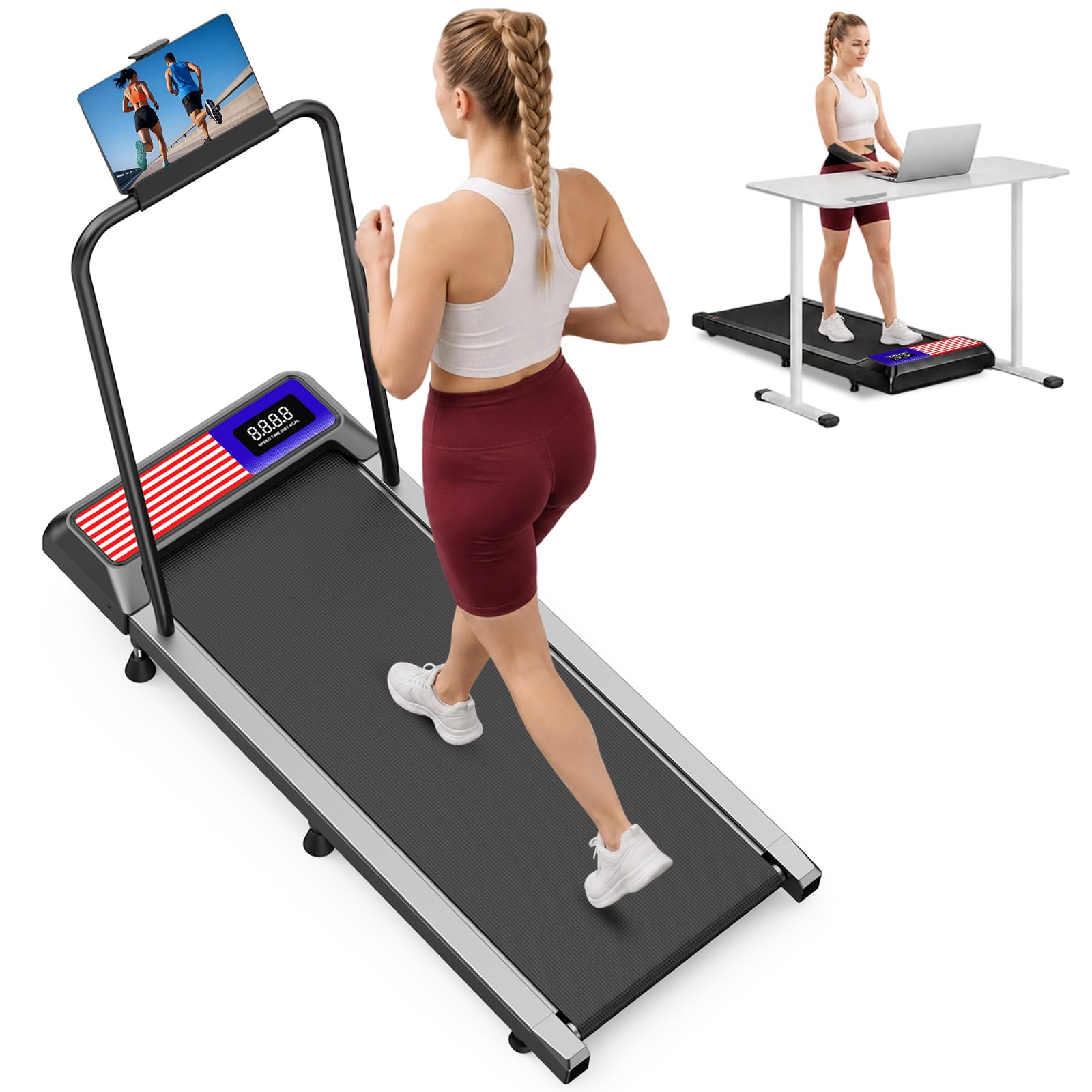 Walking Treadmill Pad with 8% Incline & Handle Bar