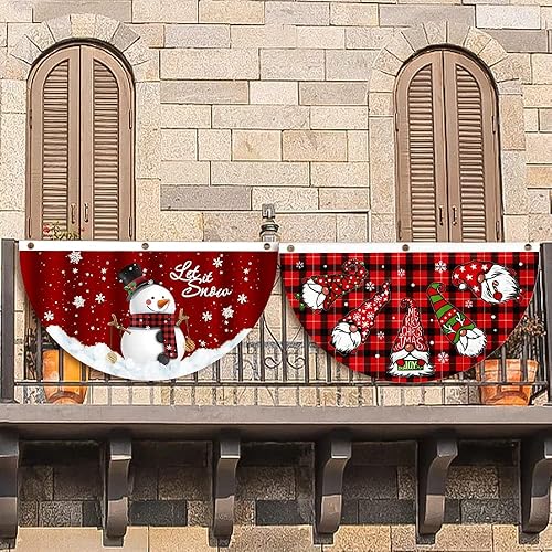 Miniatura 4 de Bandera de abanico de banderines  Paquete de 4 banderas de medio ventilador bandera de casa de invierno decoraciones de pancartas de vacaciones al