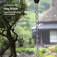 Vista 5 de Rain Chain Rainwater Chain/Divert Water/Chain Link, Roof Drainage Rain Chains Replacement Downspout for Gutters, Ring Yard Villa Home Style1