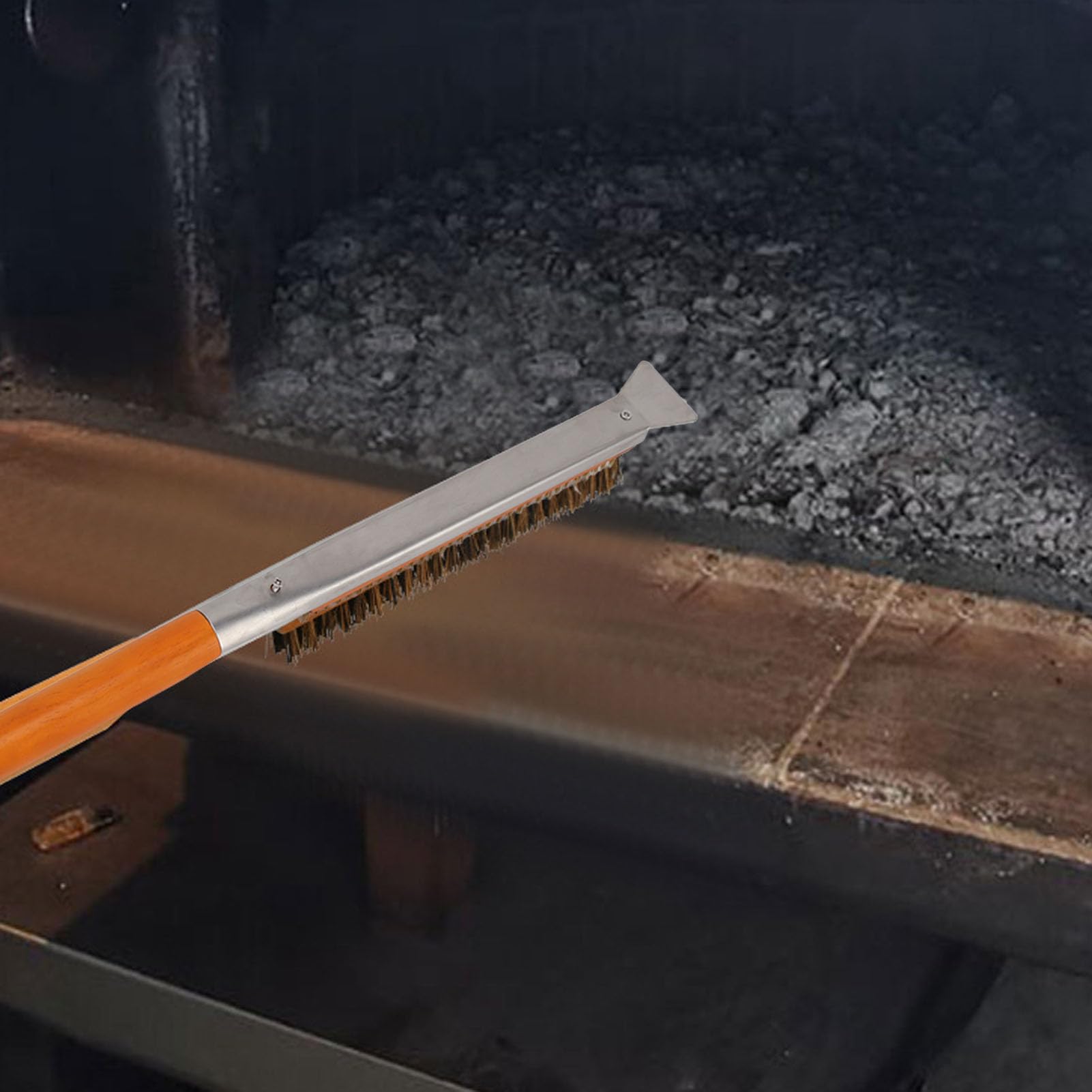 Spazzola per Forno per Pizza, Spazzola per Pietra per Pizza e Raschietto Facile Smontaggio Multifunzione 21 Pollici Resistente Al Calore per Uso Esterno