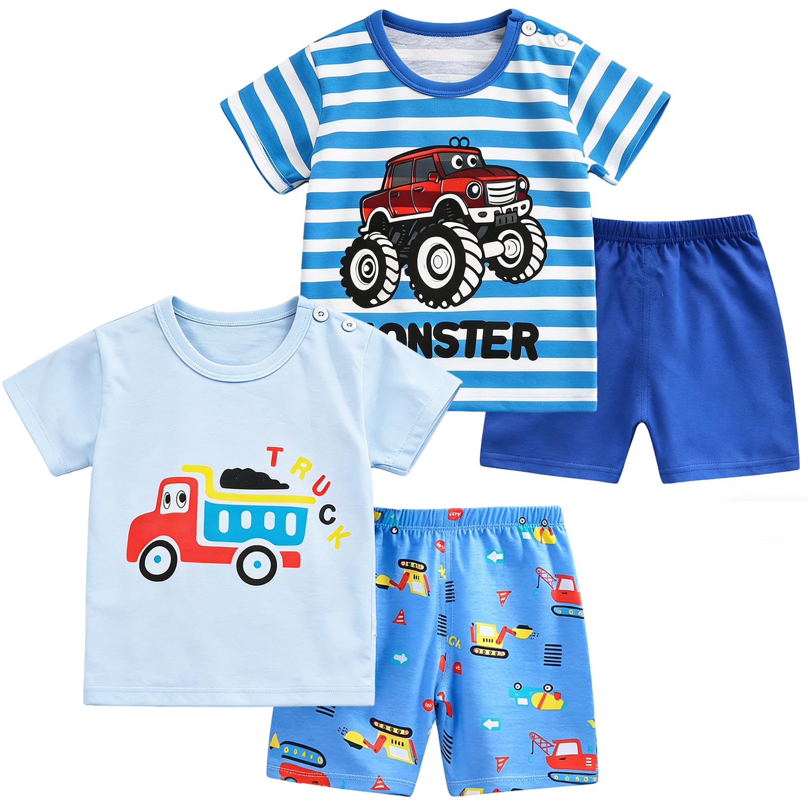 Toddler Boys T-shirts and Shorts Set 4pcs Outfit Summer Clothes