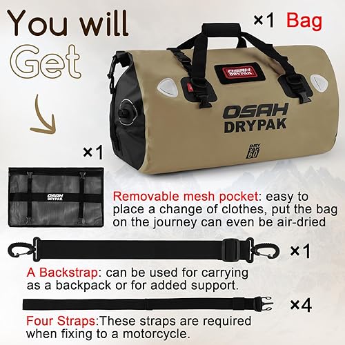 Miniatura 7 de Waterproof Duffel Bag - Motorcycle Dry Bag Tail Bag with Large Storage Space, Waterproof Luggage Duffle Bags with Outer Mesh Zipper Pocket for