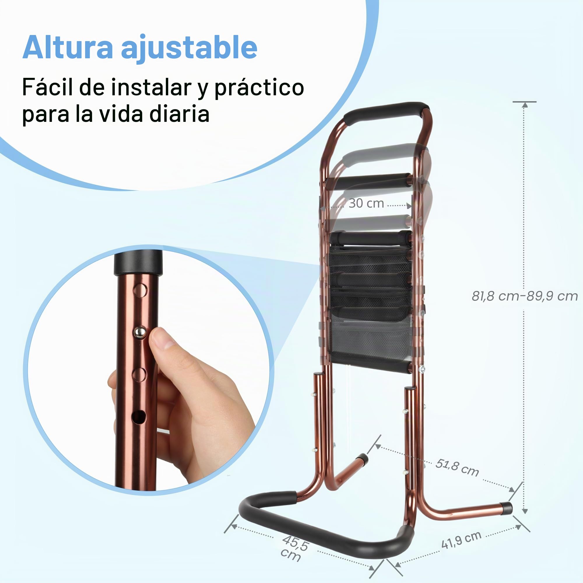 Ayuda para Levantarse Para Personas Mayores, Ayuda paraLevantarse para Ancianos, Altura Ajustable, Ayuda para Levantarse del Sofá, Cama, Inodoro, Caminar (Soporta hasta 136 kg)