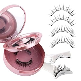 2-Pairs Magnetic Eyelashes Kit with Applicator: Wendy Natural Reusable False Lash Soft Waterproof False Lash No Glue Needed, 079+B01