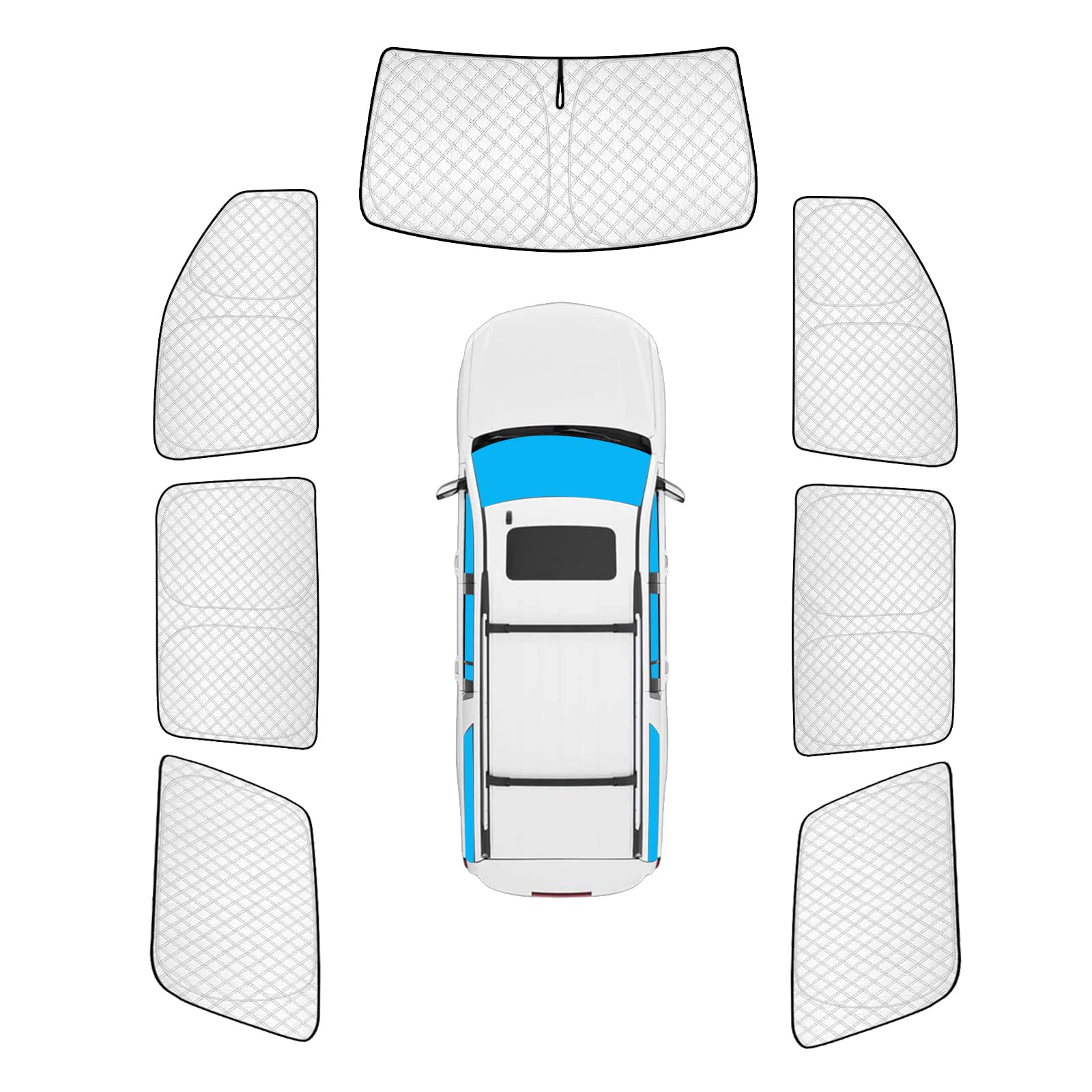 KMF 7pcs Thicken Sun Shades for Chevy Suburban 2015-2020 Accessories, Chevrolet Car Window Covers Sunshade for Windshield Side Rear, UV Block and Blackout Privacy for Camping Outdoor