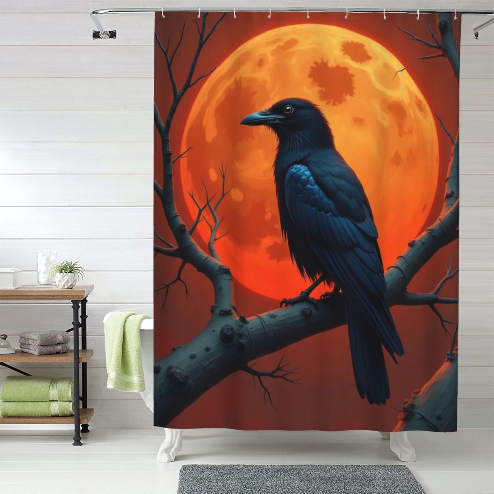 Rideau de douche corbeau de qualité supérieure en tissu lourd occultant et lavable 152x183 cm
