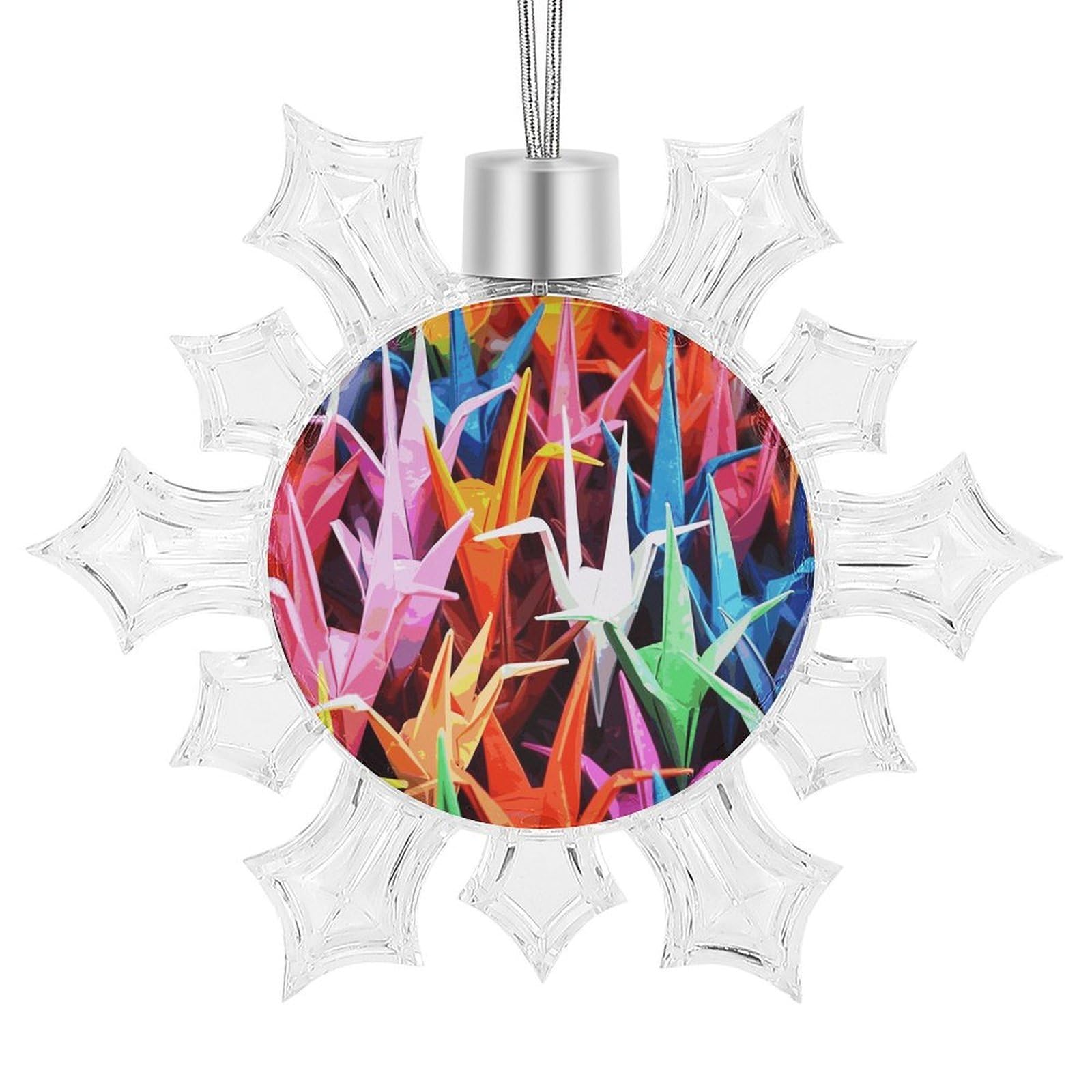 Origami Paper Cranes Snowflake Decorations, Winter Snowflake Ornaments Christmas Party Decorations Christmas Tree Decorations for Xmas Tree Winter New Year Party Supplies