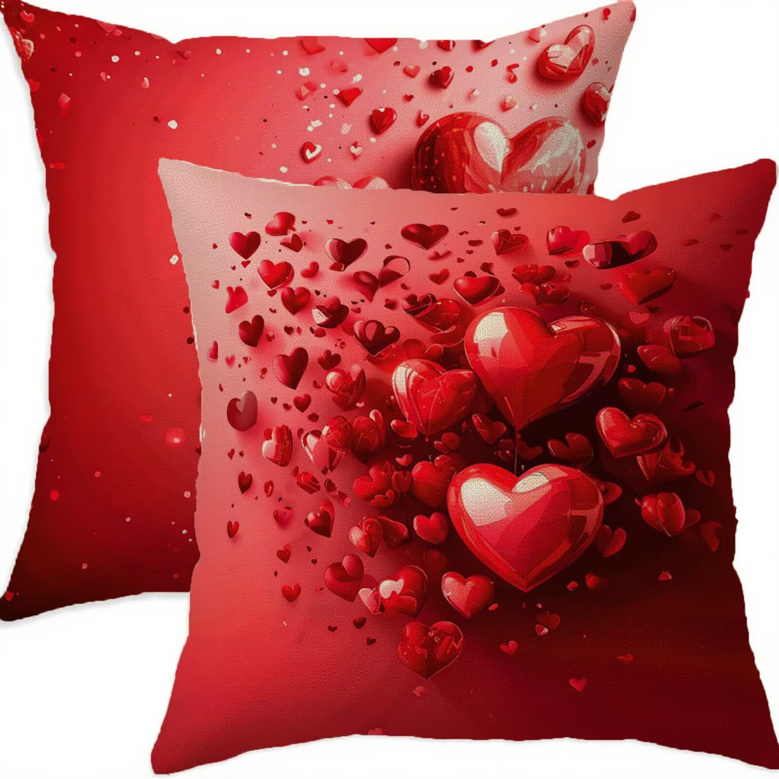 Housse coussin 70x70 rouge imperméable en lin lot de 2 pour jardin