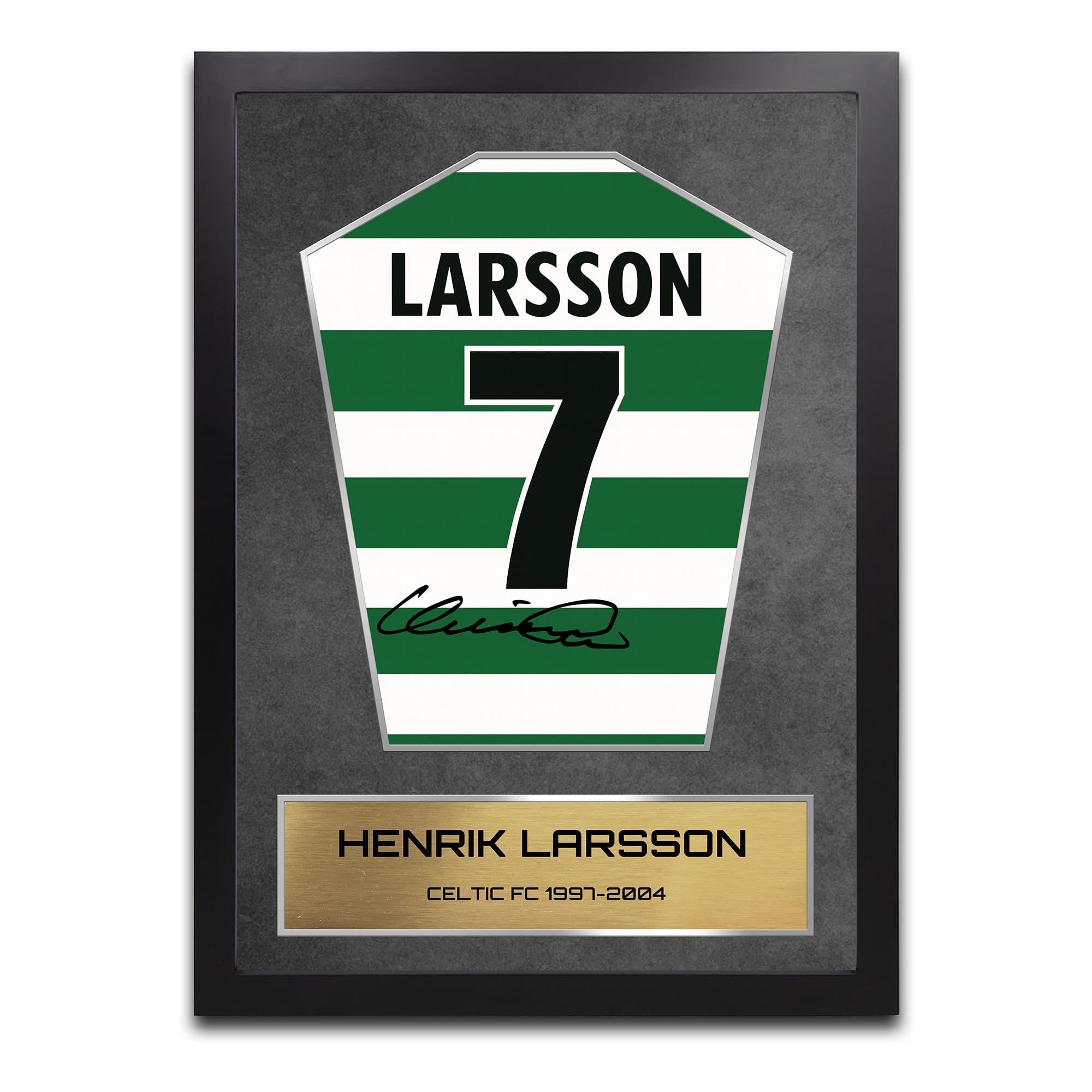 Henrik Larsson Celtic Shirt Display Framed - Autograph Print Football Memorabilia A3 Framed
