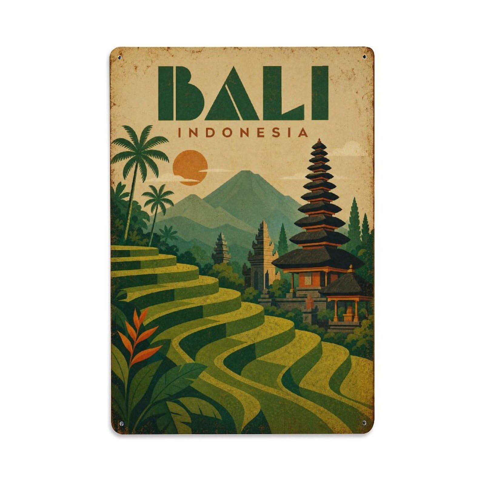 Metal Tin Sign Retro Travel Indonesia Bali